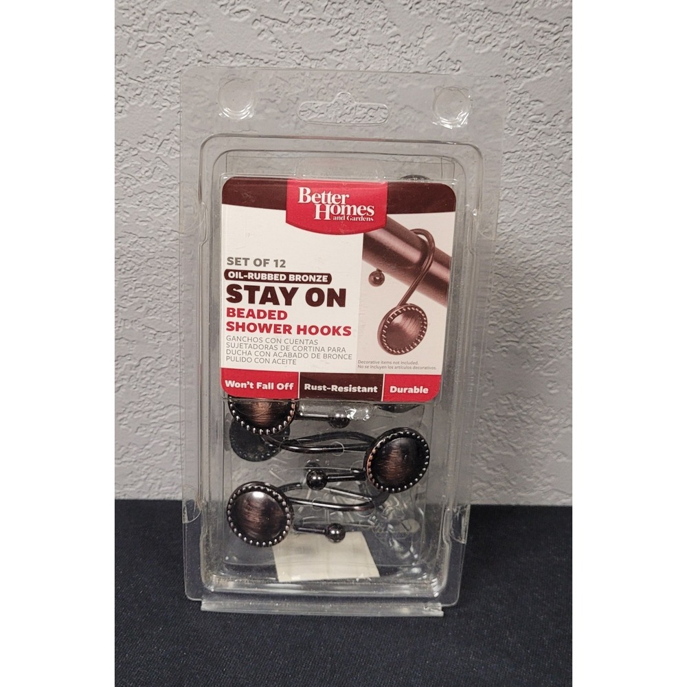 Better Homes & Gardens "Stay On" Beaded Shower Hooks Oil-Rubbed Bronze